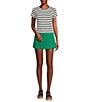 Copper Key Knit Front Slit Mini Skort, Color:Green - Image 3