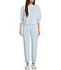 Copper Key Knit Long Sleeve Coordinating Lounge Top, Color:Light Blue - Image 3
