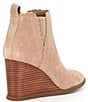 Color:Piazza Taupe - Image 2 - Lacey Suede Scalloped Edge Wedge Booties