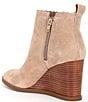 Color:Piazza Taupe - Image 3 - Lacey Suede Scalloped Edge Wedge Booties