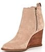 Color:Piazza Taupe - Image 4 - Lacey Suede Scalloped Edge Wedge Booties