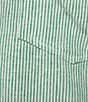 Color:Green - Image 4 - Linen Stripe Coordinating Crop Camp Shirt