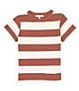 Color:Burgundy - Image 1 - Little Girls 2T-6X Knit Wide Stripe Boxy T-Shirt