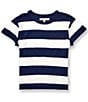 Copper Key Little Girls Knit Wide Stripe Boxy T-Shirt - Image 1