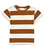 Color:Gold - Image 1 - Little Girls 2T-6X Knit Wide Stripe Boxy T-Shirt