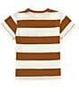 Color:Gold - Image 2 - Little Girls 2T-6X Knit Wide Stripe Boxy T-Shirt