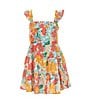Color:Multi - Image 1 - Little Girl 2T-6X Ruffle Strap Floral Dress
