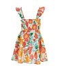 Color:Multi - Image 2 - Little Girl 2T-6X Ruffle Strap Floral Dress