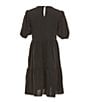 Color:Black - Image 2 - Little Girl 2T-6X Short Sleeve Tiered Dress