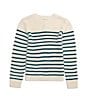 Color:Teal/Ivory - Image 1 - Little Girl 2T-6X Striped Sweater