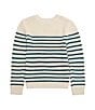 Color:Teal/Ivory - Image 2 - Little Girl 2T-6X Striped Sweater