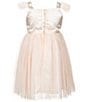 Color:Peach/Gold - Image 2 - Little/Big Girls 2-8 Sequin Tulle Dress