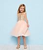 Color:Peach/Gold - Image 4 - Little/Big Girls 2-8 Sequin Tulle Dress