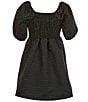 Color:Black - Image 2 - Little Girls 2T-6X Cap-Sleeve Jacquard Dress