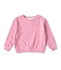 Color:Pink - Image 1 - Little Girls 2T-6X Crew Sweatshirt