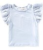 Copper Key Little Girls Eyelet Flutter Sleeve Top, Color:Light Blue - Image 1