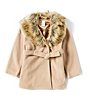 Color:Tan - Image 1 - Little Girls 2T-6X Faux Fur Collar Coat