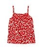 Color:Red - Image 1 - Little Girls 2T-6X Floral Print Linen Swing Top