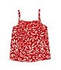 Color:Red - Image 2 - Little Girls 2T-6X Floral Print Linen Swing Top
