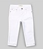 Color:White - Image 1 - Little Girls 2T-6X Frayed-Hem Cuffed Capri Denim Pant
