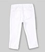 Color:White - Image 2 - Little Girls 2T-6X Frayed-Hem Cuffed Capri Denim Pant