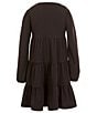 Color:Black - Image 2 - Little Girls 2T-6X Long Sleeve Round Neck Tiered Dress