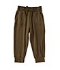 Color:Olive - Image 1 - Little Girls 2T-6X Mid-Rise Knit Jogger Pant