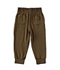 Color:Olive - Image 2 - Little Girls 2T-6X Mid-Rise Knit Jogger Pant