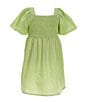 Color:Citron - Image 2 - Little Girls 2T-6X Puff Sleeved Smocked Dress