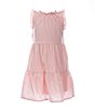 Color:Pink - Image 1 - Little Girls 2T-6X Sleeveless Mock Ruffle Trim Tiered Babydoll Dress