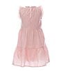 Color:Pink - Image 2 - Little Girls 2T-6X Sleeveless Mock Ruffle Trim Tiered Babydoll Dress