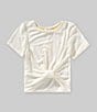 Copper Key Little Girls 2T-6X Tie Front Short Sleeve T-Shirt, Color:White - Image 1