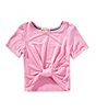Copper Key Little Girls 2T-6X Tie Front Short Sleeve T-Shirt, Color:Pink - Image 1
