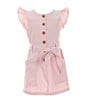 Color:Pink - Image 1 - Little Girls 4-6X Button Front Flutter Sleeve Dress
