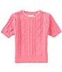 Copper Key Little Girls Whipstitch Puff Sleeve Sweater - Image 2
