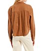 Color:Camel - Image 2 - Long Sleeve Button Front Camp Shirt