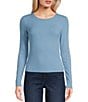 Copper Key Long Sleeve Ribbed Knit T-Shirt, Color:Faded Blue - Image 1