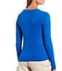 Color:Blue - Image 2 - Long Sleeve Ribbed Knit T-Shirt