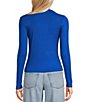 Color:Blue - Image 2 - Long Sleeve Ribbed Knit T-Shirt