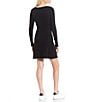Color:Black - Image 2 - Long Sleeve Ribbed Mini Dress