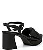 Color:Black - Image 2 - Lux Satin Bow Platform Dress Sandals