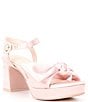Color:Baby Pink - Image 1 - Lux Satin Bow Platform Dress Sandals