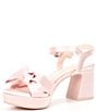 Color:Baby Pink - Image 4 - Lux Satin Bow Platform Dress Sandals