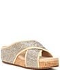 Color:Blush Gold - Image 1 - Melrose Rhinestone Cross Band Platform Wedge Sandals