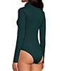 Color:Pine - Image 3 - Mock Neck Long Sleeve Knit Bodysuit
