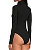 Color:Black - Image 3 - Mock Neck Long Sleeve Knit Bodysuit