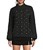 Copper Key Mock Neck Pearl Embellished Sweater - Image 1