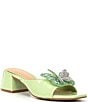 Color:Reed Green - Image 1 - Monarch Patent Rhinestone Butterfly Dress Slides