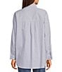 Copper Key Oversized Stripe Button-Front Shirt, Color:Denim Blue - Image 2