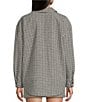 Copper Key Oversized Collared Plaid Jacket, Color:Black Ivory - Image 2